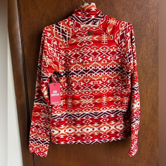 Women's Red Patterned Sweater - Picture 13 of 15